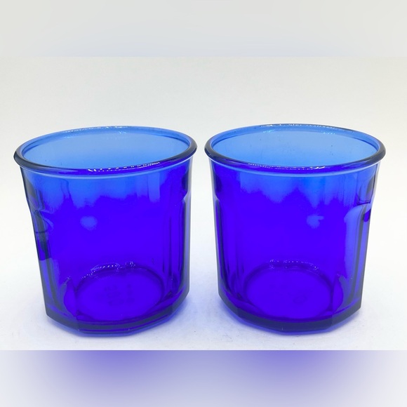 Luminarc Other - 2 Luminarc Working Collection France 500 Cobalt Blue 4" Tumbler 10 Panel Glasses